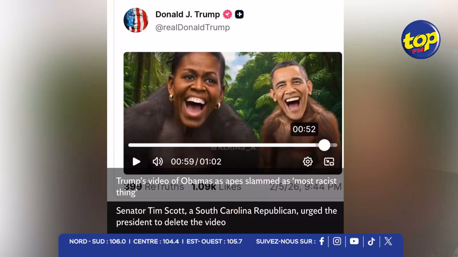 États-Unis : une vidéo de Trump jugée raciste par les démocrates et les républicains, la Maison-Blanche contrainte de la retirer