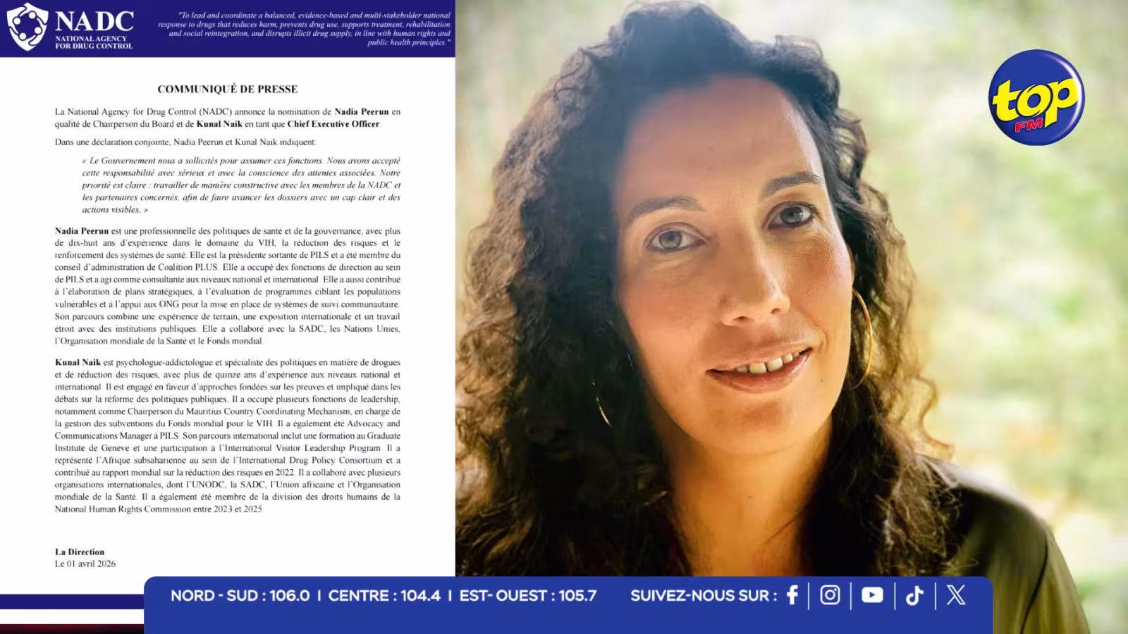 NADC : nouvelle équipe à la tête avec la nomination de Nadia Peerun comme Chairperson et Kunal Naik comme CEO