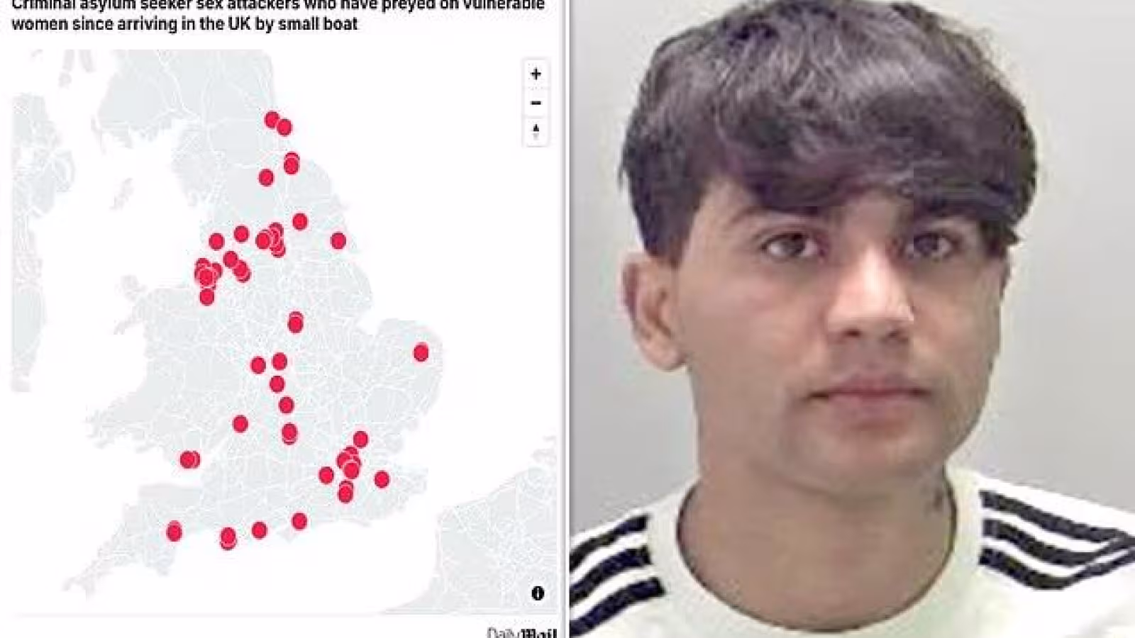 Une carte récemment publiée par le Daily Mail relance le débat au Royaume-Uni sur l’ampleur des crimes sexuels impliquant des migrants en situation irrégulière