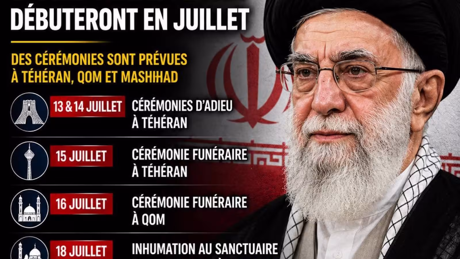 IRAN : L’ancien Guide suprême iranien Ali Khamenei sera inhumé en juillet.