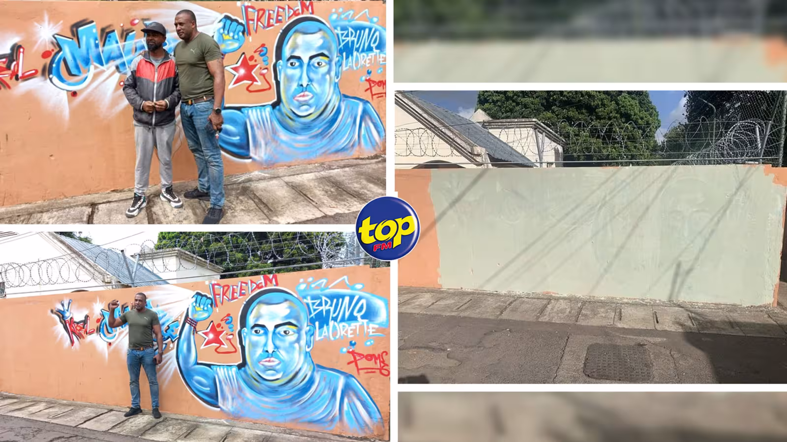 À Résidence Briquetterie : L’artiste Dominique Sobha, qui a réalisé une fresque de Bruneau Laurette, arrêté, inculpé provisoirement de détérioration de biens de l’État et relâché sous caution