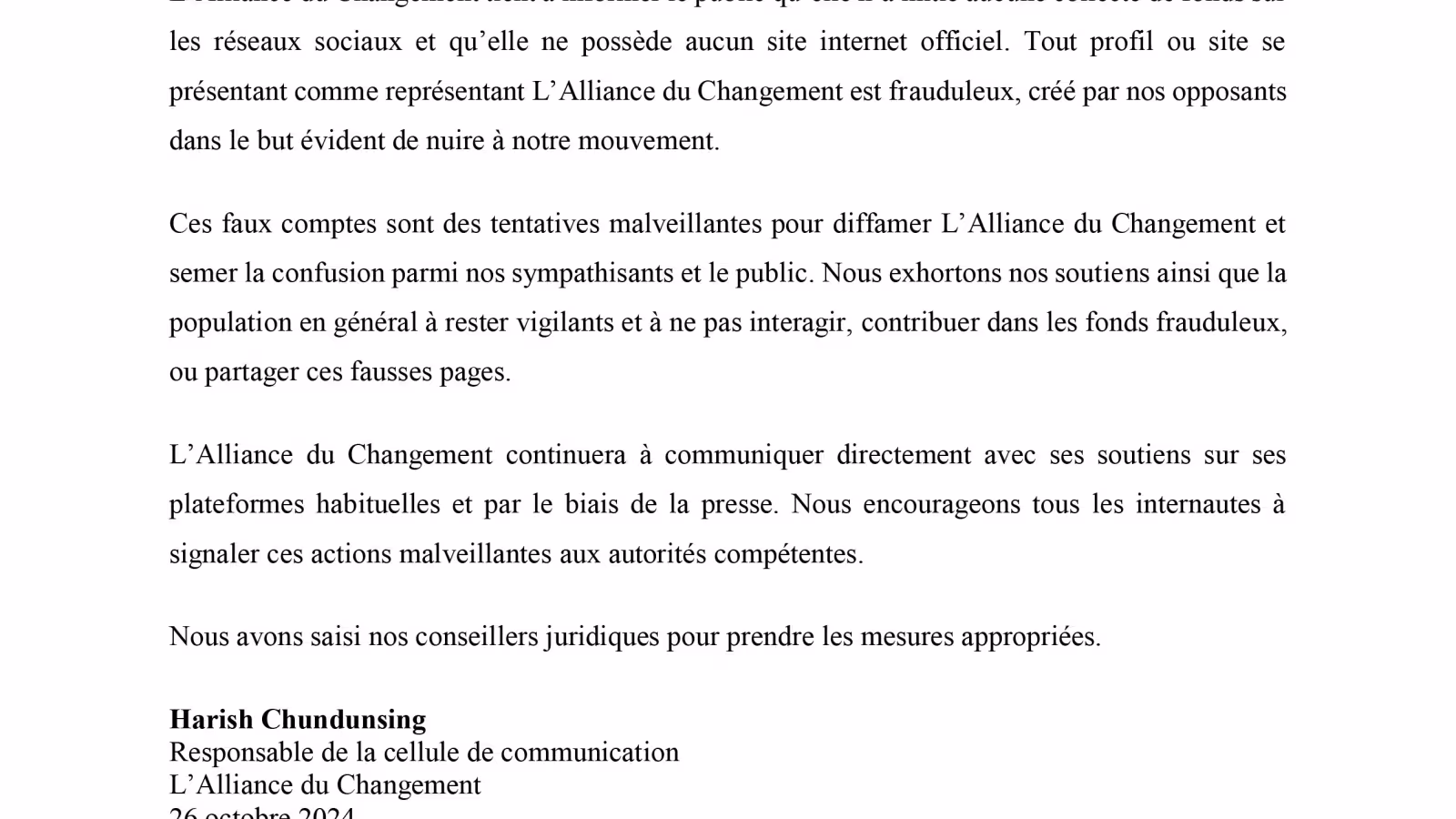 Manifeste électorale de l’Alliance du Changement : des mesures pour lutter contre le coût de la vie, la hausse des pensions, le transport gratuit, les soins à l’étranger … figurent parmi les 25 propositions 