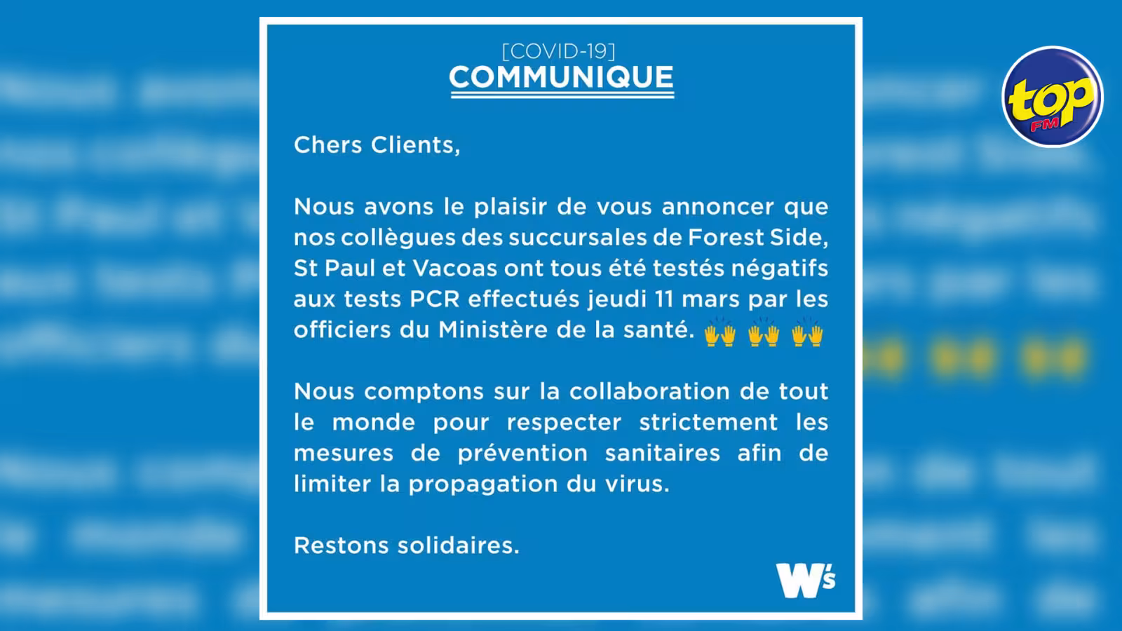 Covid-19: Les résultats des tests de tous les employés des succursales de Winners à Forest Side, St Paul et Vacoas négatifs