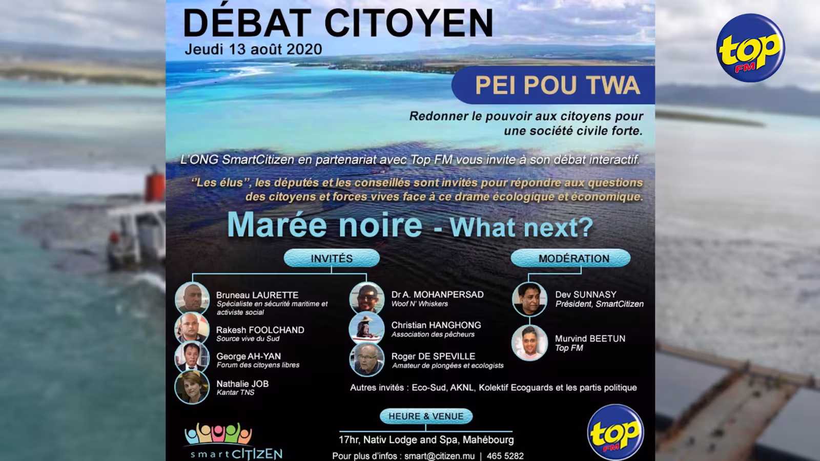 « Marée noire What’s next ?? » thème d’un débat interactif de l’Ong Smart Citizen en partenariat avec TOPFM