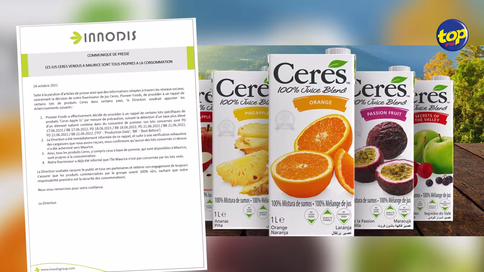 Rappel des produits CERES – Innodisrassure… mais des doutes persistent