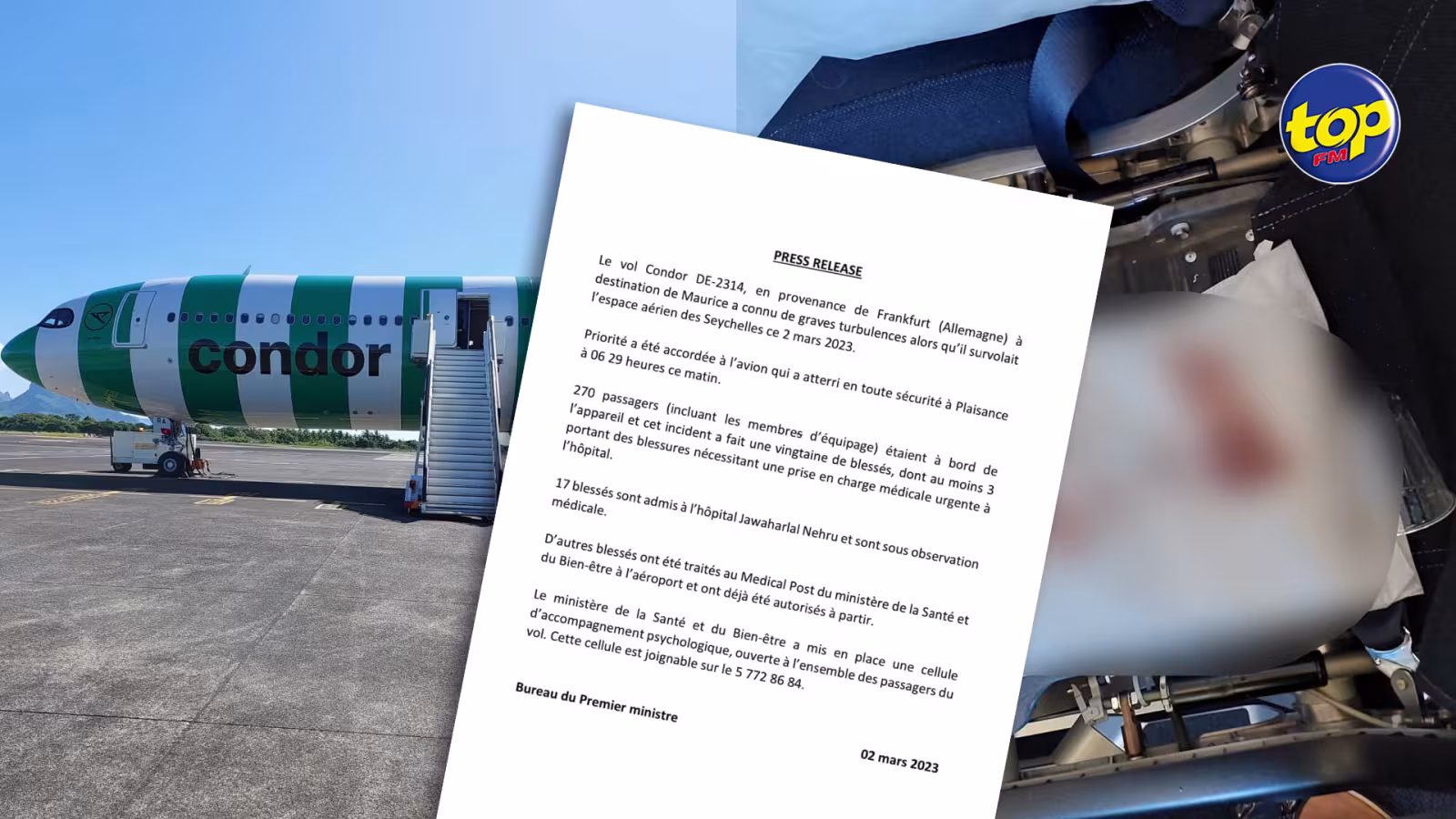 Atterrissage d’urgence d’un avion de la compagnie Condor à l’aéroport ce matin : Une cellule d’accompagnement psychologique mis en place par le ministère de la Santé