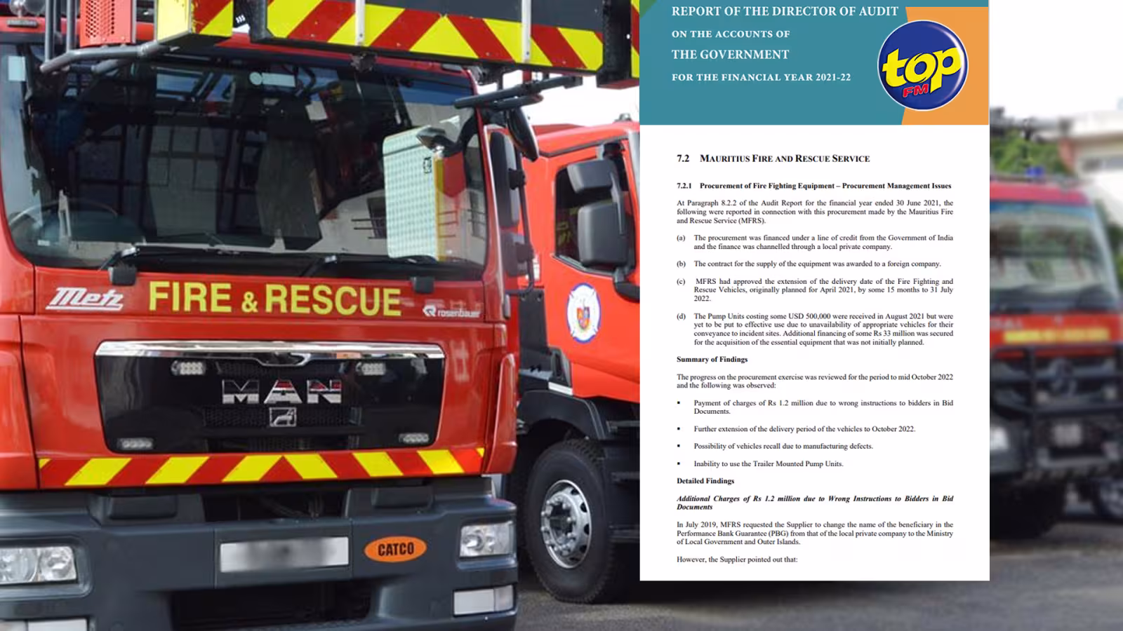 Acquisition d’équipements pour les pompiers : Frais supplémentaires de Rs 1,2 million car des instructions erronées ont été données aux soumissionnaires lors de l’appel d’offres