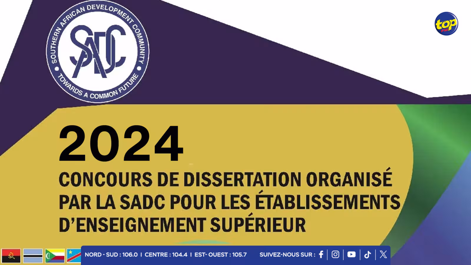 Concours de dissertation de la SADC : Les étudiants invités à évoquer le rôle stratégique des fondateurs de la SADC pour la paix et le développement