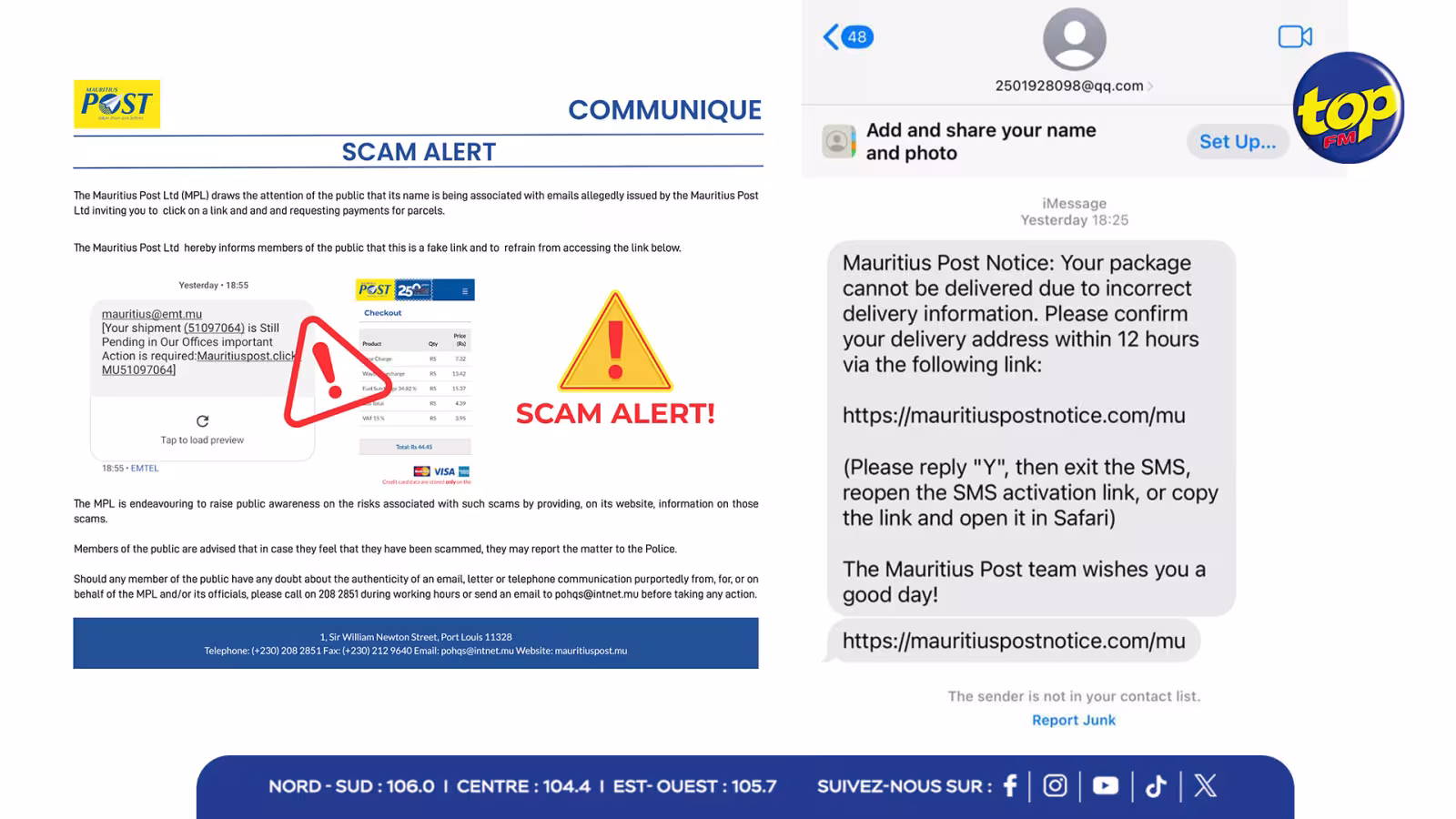 Messages frauduleux utilisant le nom de la Mauritius Post : « C’est une arnaque », affirme Jayraj Ittoo qui demande au public de ne pas cliquer sur le lien