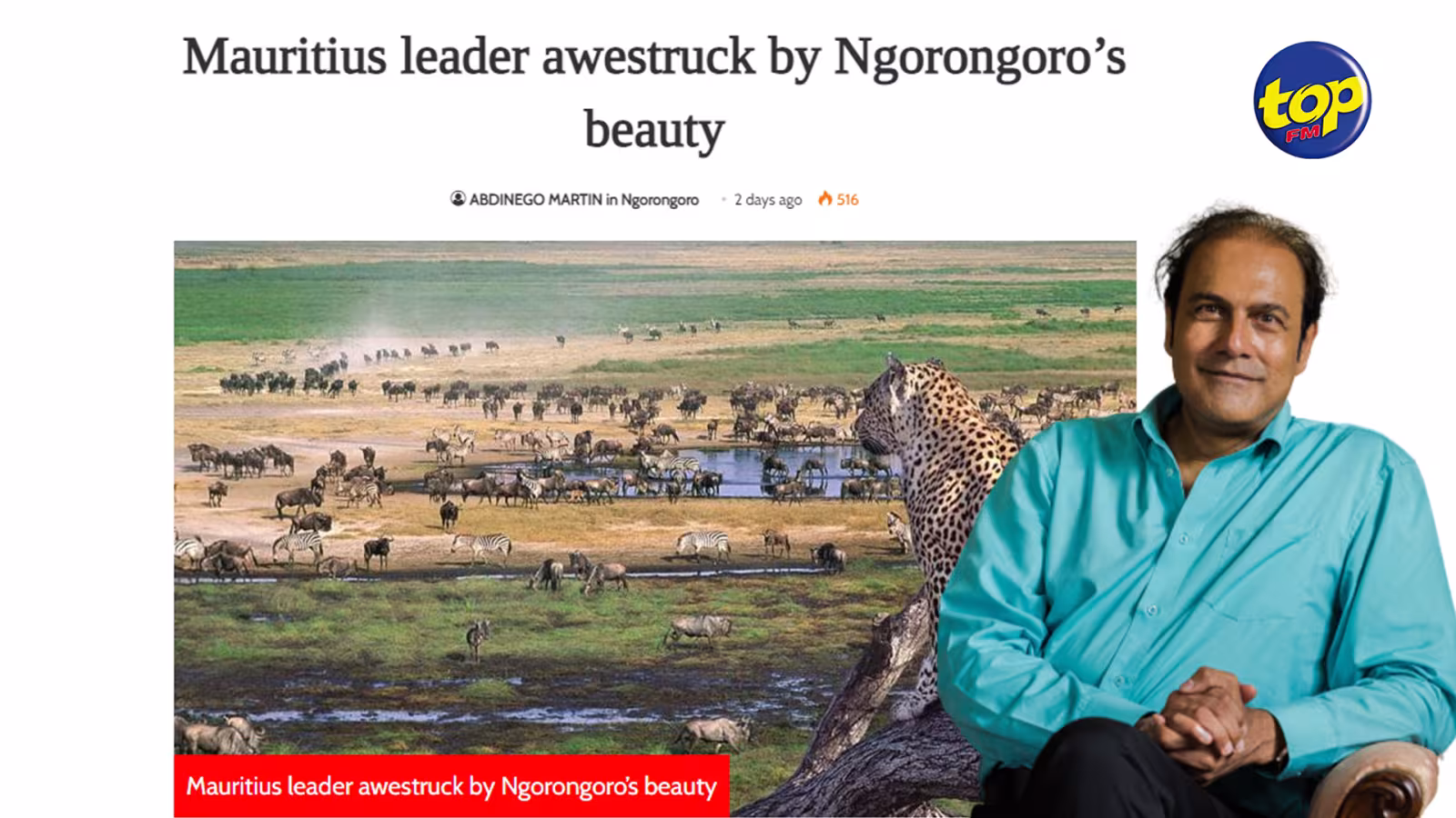 En Tanzanie : Le Daily News annonce que Steven Obeegadoo est tombé sous le charme de la zone de conservation de Ngorongoro
