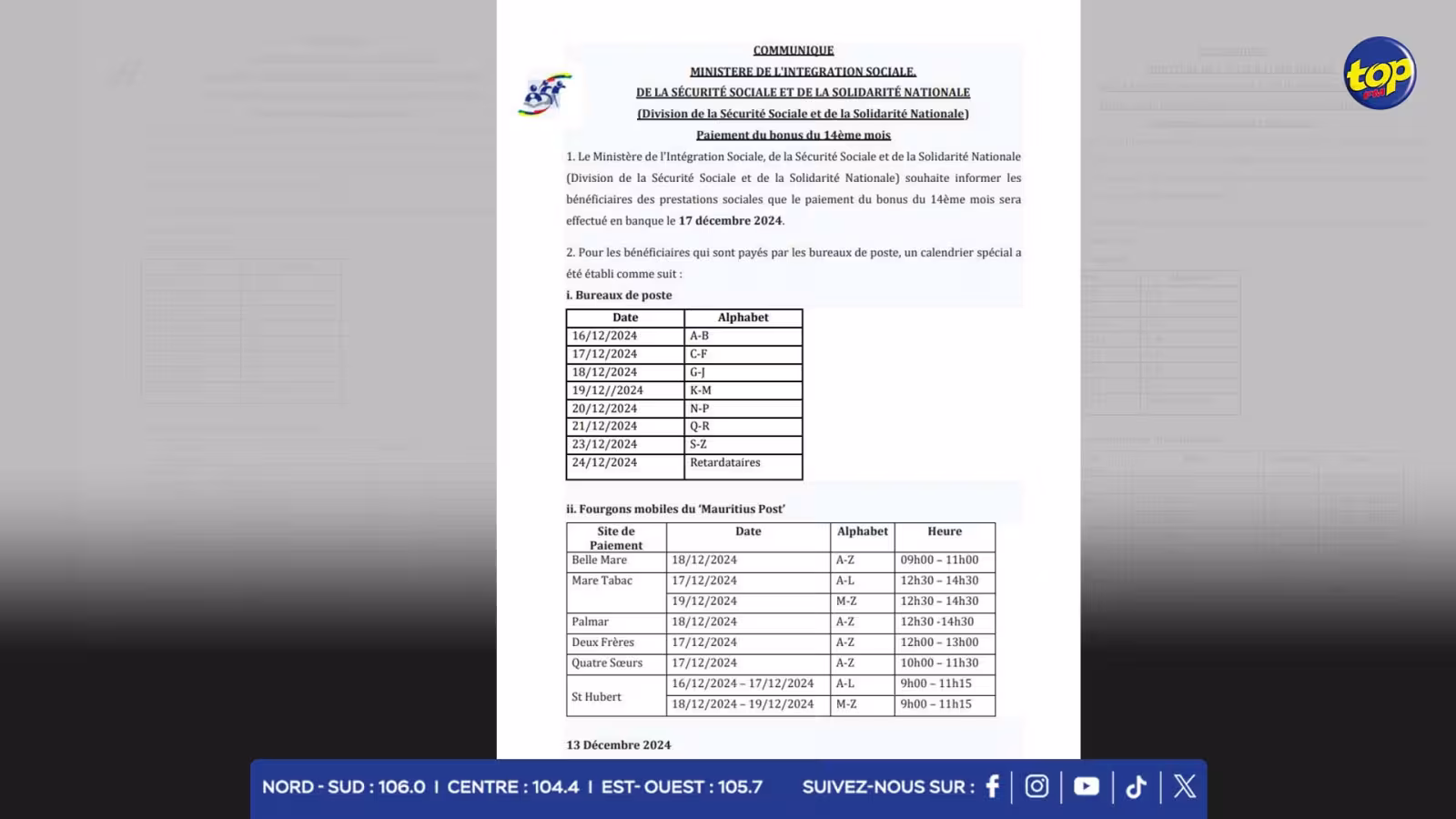 Paiement du 14e mois : les bénéficiaires des prestations sociales obtiendront leur bonus en banque le mardi 17 décembre
