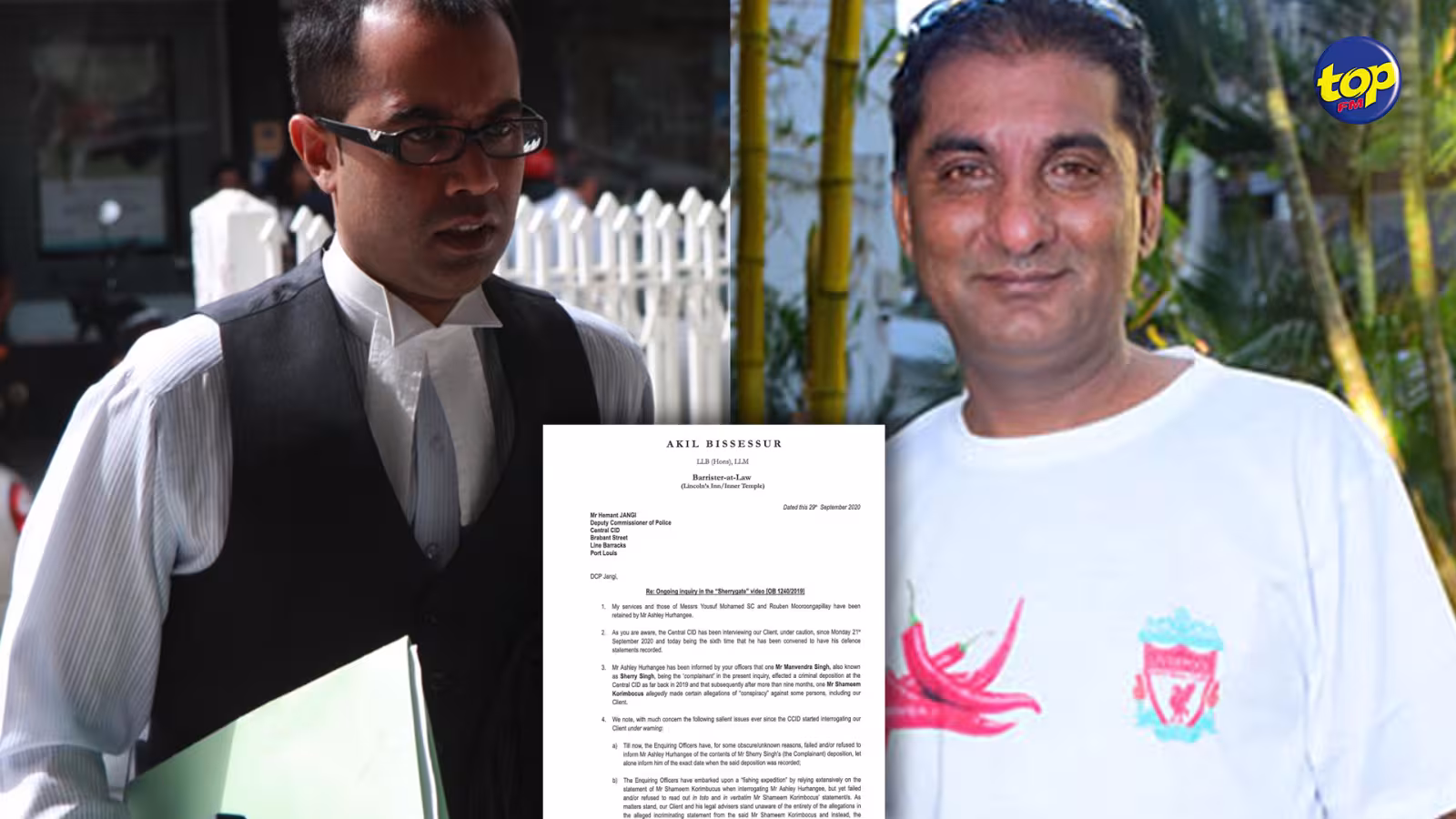 SherryGate : ‘pourquoi les enquêteurs ne veulent pas mettre mon client en présence de l’intégralité de la déposition de Shameem One and Only’, Me. Akil Bissessur se dit concerné, il écrit au commissaire de police
