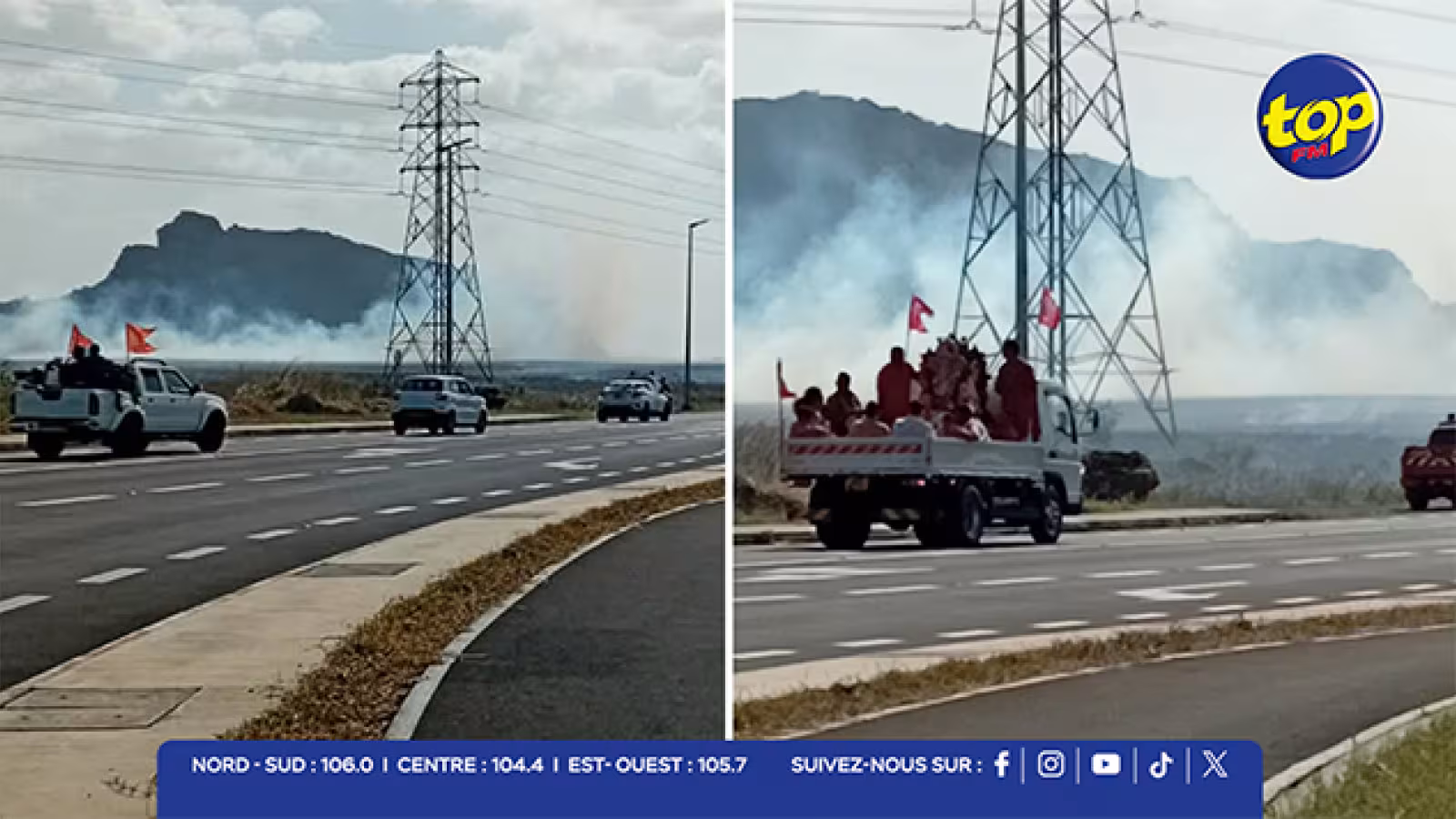Incendie à Pierrefonds : la fumée réduit la visibilité et représente un danger pour les automobilistes
