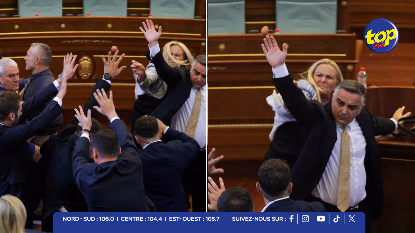Au Kosovo : des œufs lancés au visage du Premier ministre en pleine séance parlementaire 