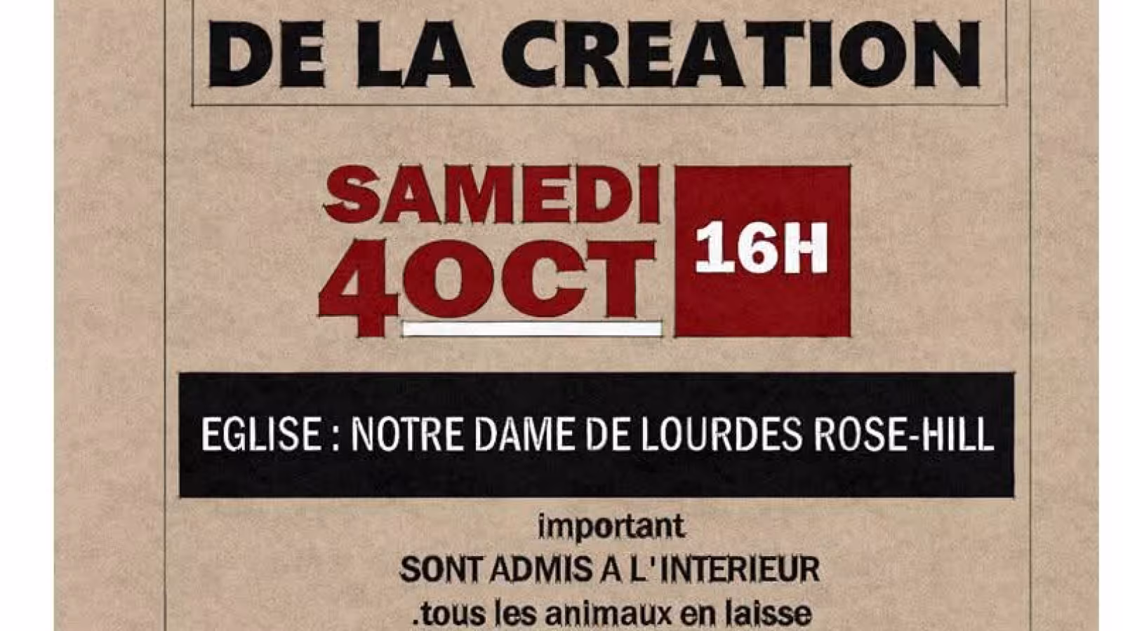 Messe des animaux de compagnie à Rose-Hill : bénédiction spéciale ce samedi 4 octobre 