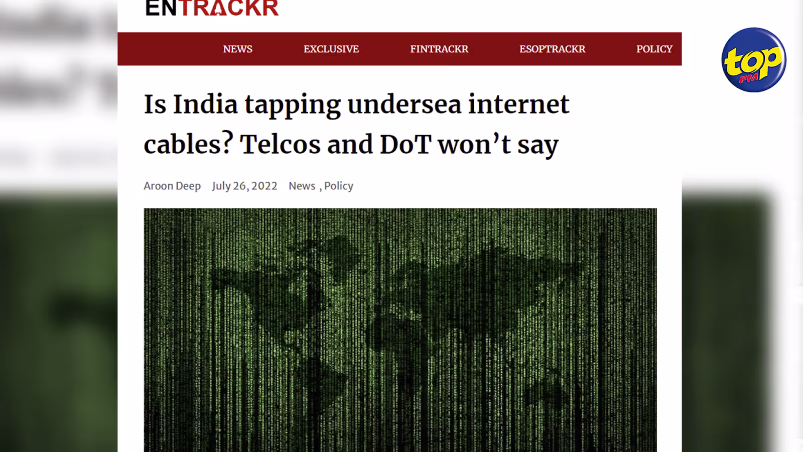 Surveillance : L’Inde s’adonne-t-elle à l’espionnage des câbles internet sous-marins ? se demande le site ENTRACKR