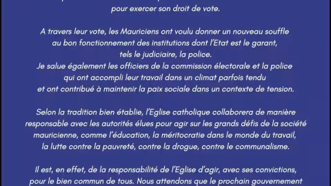 Au lendemain des législatives : « Nous attendons que le prochain gouvernement rétablisse la confiance dans nos institutions en garantissant leur indépendance », souligne Mgr Durhône