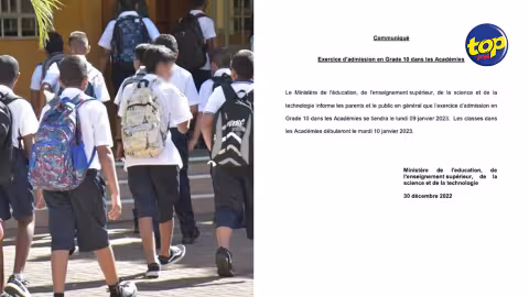 Académies :  L’exercice d’admission en grade 10 se tiendra ce lundi 9 janvier