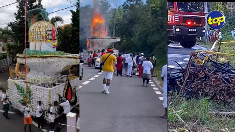 Incendie d’un Kawar à Mare Longue hier : ‘Nou kawar pas tiena générateur, ine ena enn spark et sa ine eclater’ déplore un des pèlerins du groupe Trishuldhari Shiv Mandir