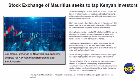 Investissements : La Bourse de Maurice veut attirer les hommes d’affaires du Kenya