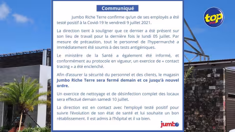 Un employé positif à la Covid-19 : Jumbo Riche-Terre fermé jusqu’à nouvel ordre