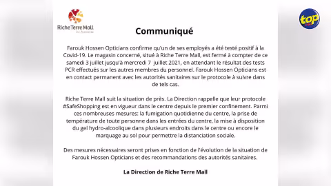 À Riche Terre : Un employé de Farook Hossen Opticians testé positif à la Covid-19