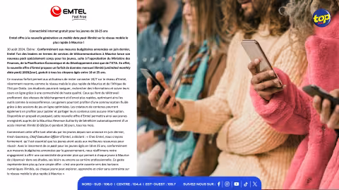 Internet mobile : Emtel dévoile son forfait gratuit pour les 18-25 ans