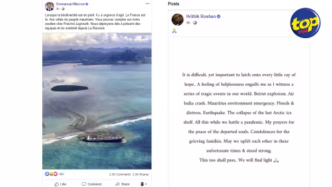 Naufrage du MV Wakashio : Emmanuel Macron et Hrithik Roshan pensent à Maurice