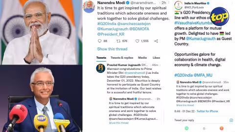 Sommet du G20 en Inde : Narendra Modi invite Pravind Jugnauth à travailler ensemble pour résoudre les défis mondiaux