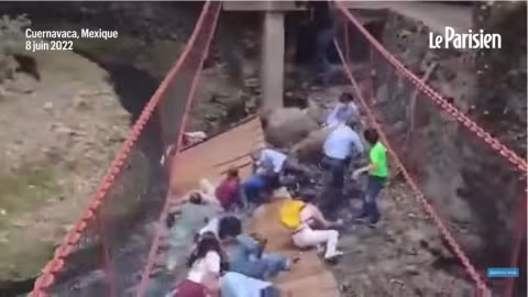 Une passerelle suspendue craque sous le poids des visiteurs,  25 blessés