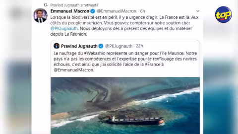 Appel au président français sur Twitter pour venir à Maurice sur le dossier Wakashio :  Il s’agirait d’un faux compte au nom de Pravind Jugnauth