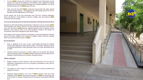 Dans les écoles spécialisées : Trois des quatre établissements visités n’étaient pas équipés de rampes, de toilettes adaptées et de loupe de lecture