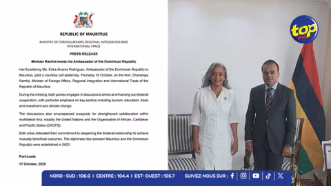 Diplomatie : renforcement des liens bilatéraux entre Maurice et la République dominicaine 