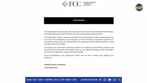 Appel à la prudence : La Financial Crimes Commission (FCC) dément les rumeurs de destruction de documents