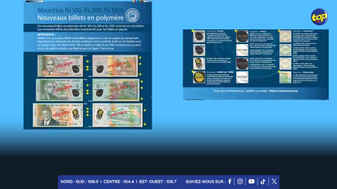 Banque de Maurice : des nouveaux billets en polymère de Rs 100, Rs 200 et Rs 1 000 bientôt en circulation