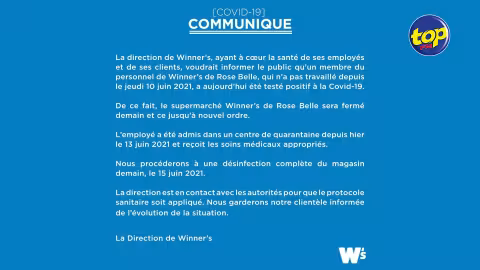 Un employé de Winner’s de Rose Belle testé positif : le supermarché reste fermé jusqu’à nouvel ordre