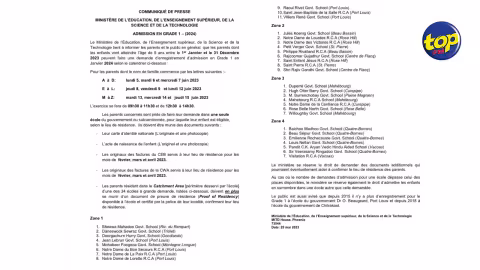 Admission en grade 1 pour l’année 2024 : Les inscriptions démarrent le 5 juin