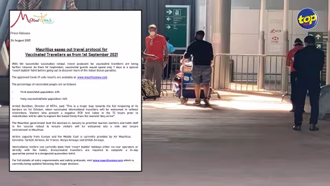 Maurice assouplit le protocole sanitaire pour les touristes vaccinés : ils passeront uniquement 7 jours en quarantaine au lieu de 14 à partir du 1er septembre