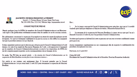 MTPA : la présidente dément formellement toute convocation du Conseil d’administration le lundi 11 juillet