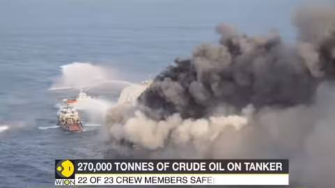 Le pétrolier New Diamond toujours en feu : menace d’une marée noire désastreuse