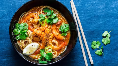 Recette : Nouilles au curry de crevettes