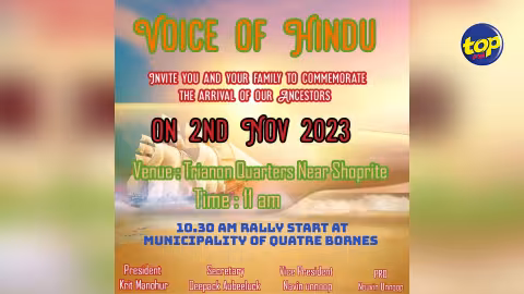 Commémoration de l’arrivée des travailleurs engagés à Maurice : Un rallye organisé par la Voice of Hindu ce jeudi, de Quatre Bornes à Trianon