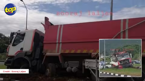 Accident à Valton ce jeudi : Un camion termine sa course sur un rond-point