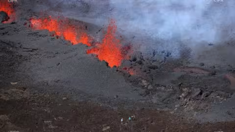 Le Piton de la Fournaise en éruption depuis ce matin